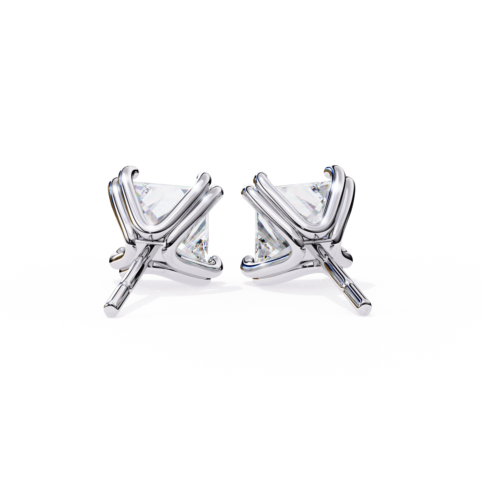 Princess Cut Lab Grown Diamond Stud Earrings