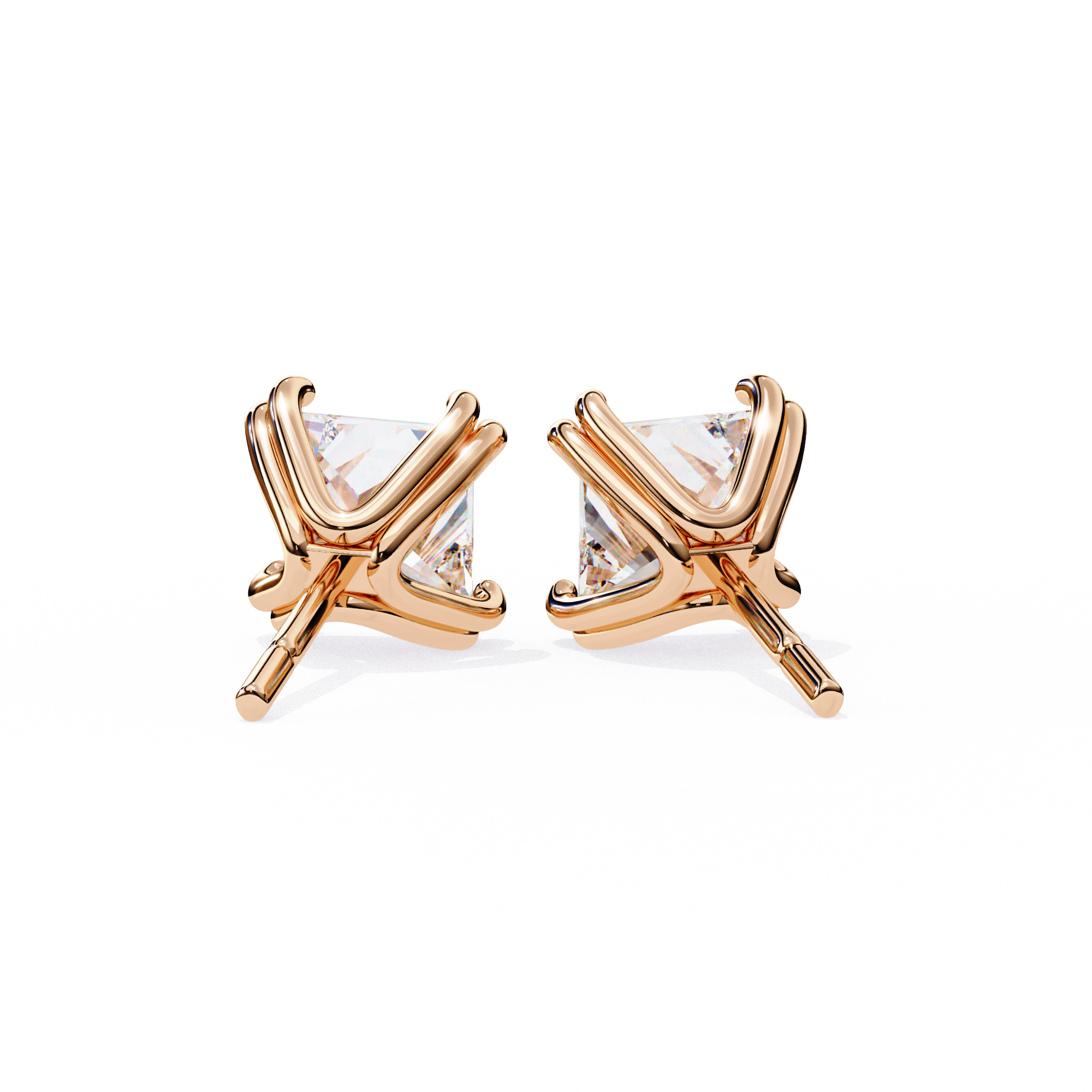 Princess Cut Lab Grown Diamond Stud Earrings