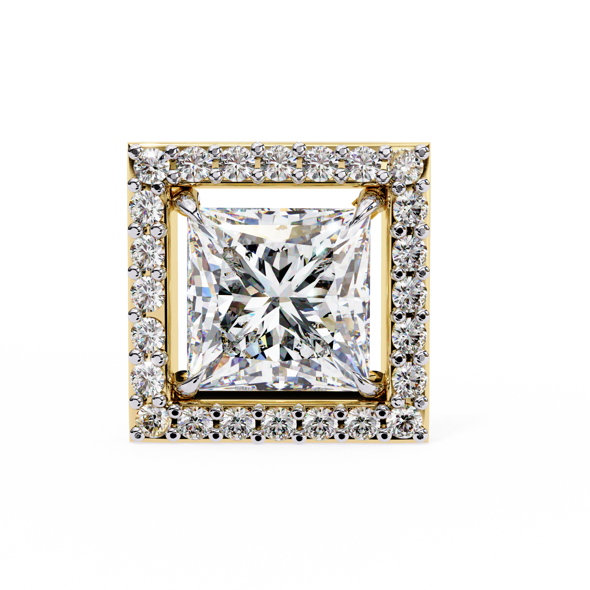Princess Cut Halo Lab Grown Diamond Pendant