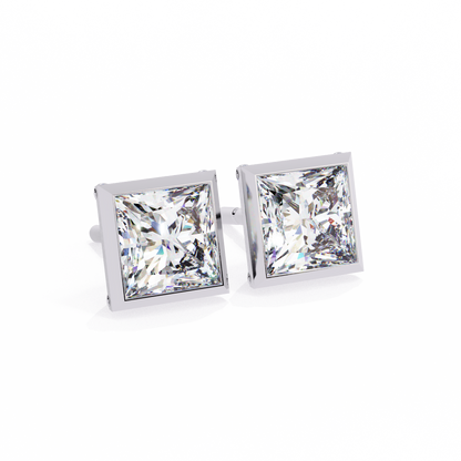 Princess Cut Lab Grown Diamond Stud Earrings