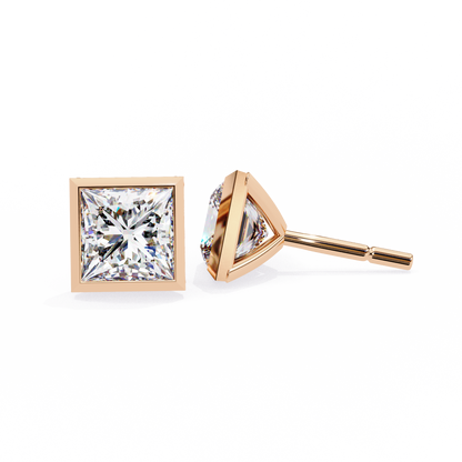 Princess Cut Lab Grown Diamond Stud Earrings