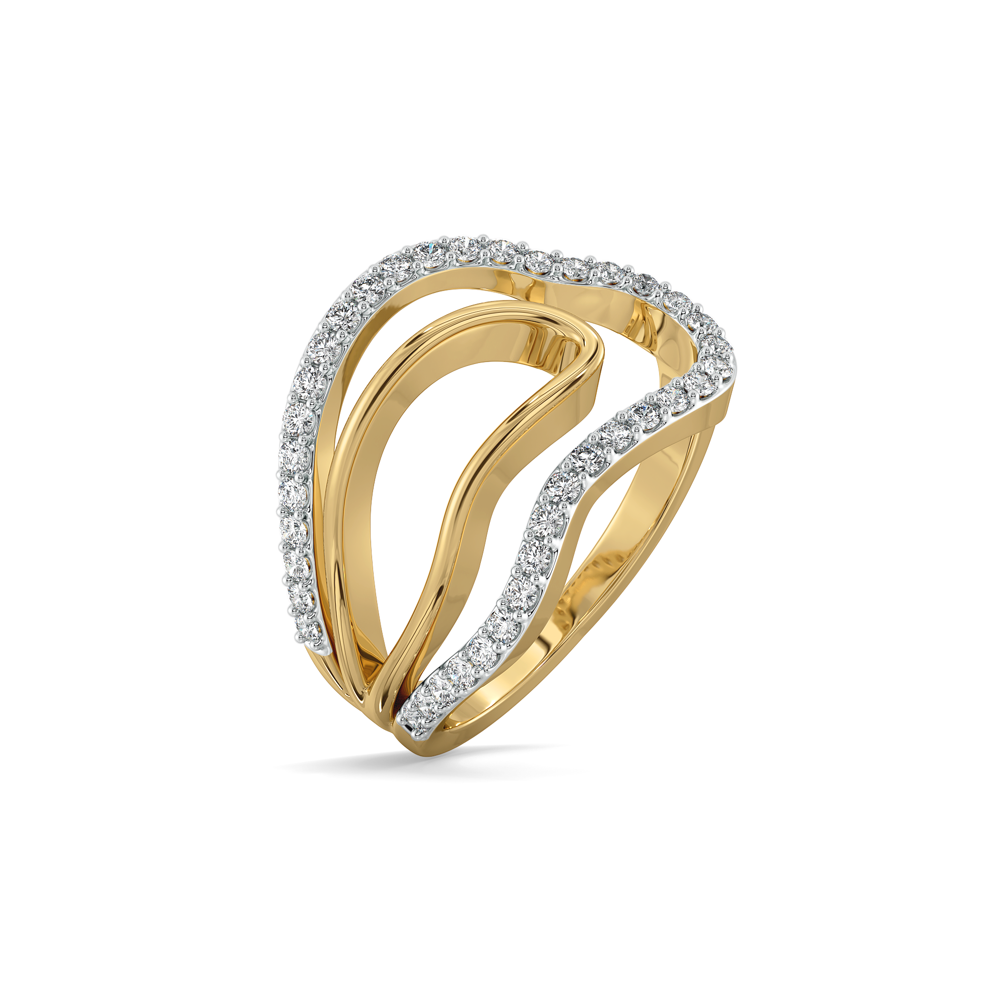 Abstract Curves Cocktail Ring