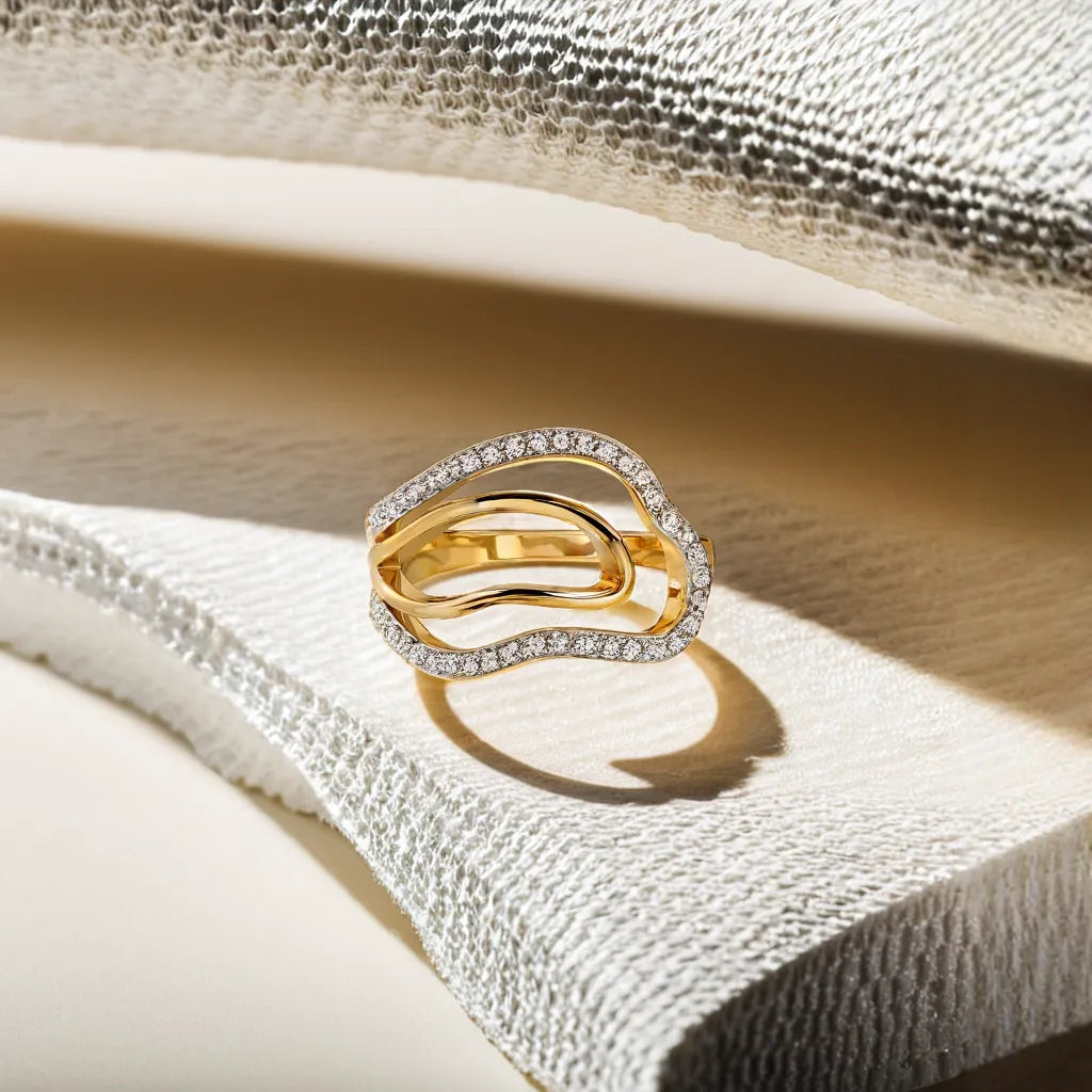 Abstract Curves Cocktail Ring