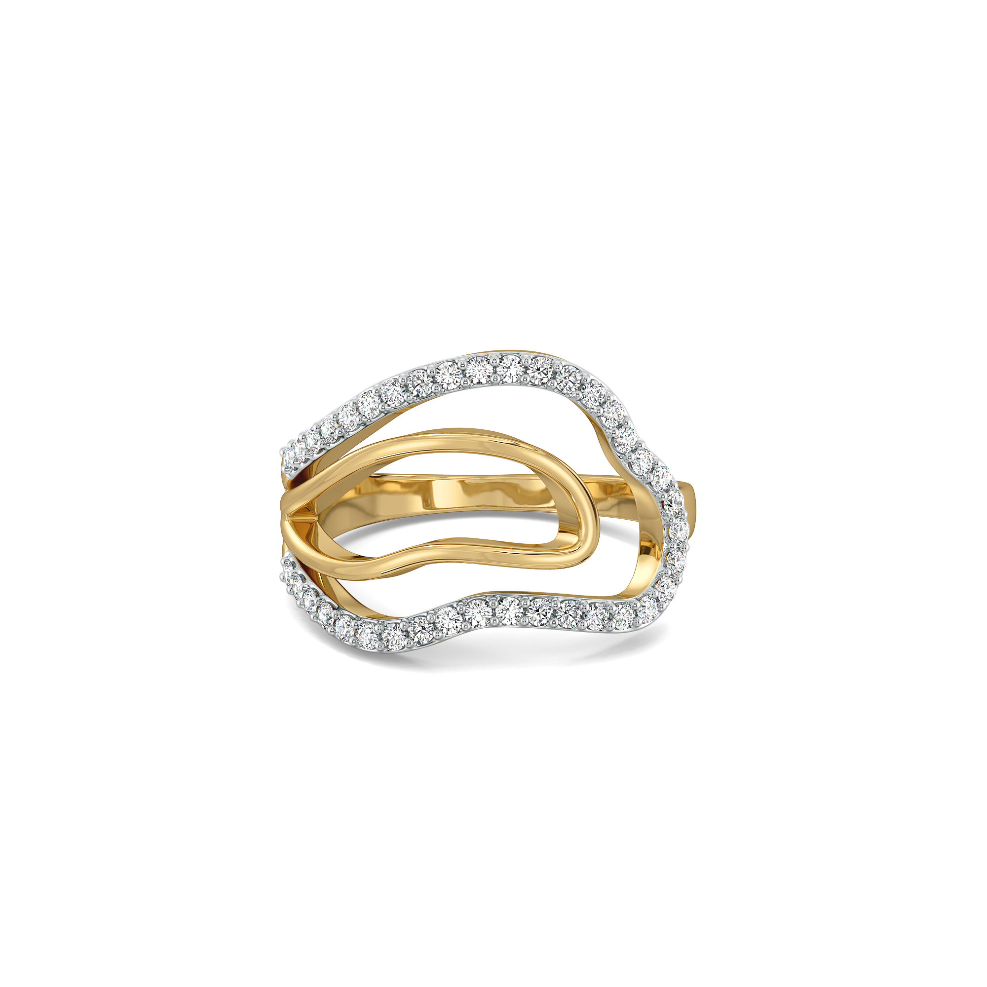 Abstract Curves Cocktail Ring