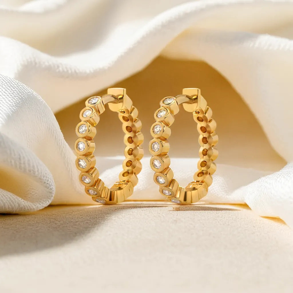 Beaded Huggies - Lab Grown Diamond Earrings