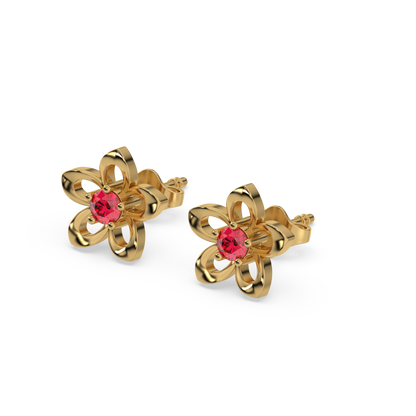 Crimson Bloom Studs - Ruby Earrings