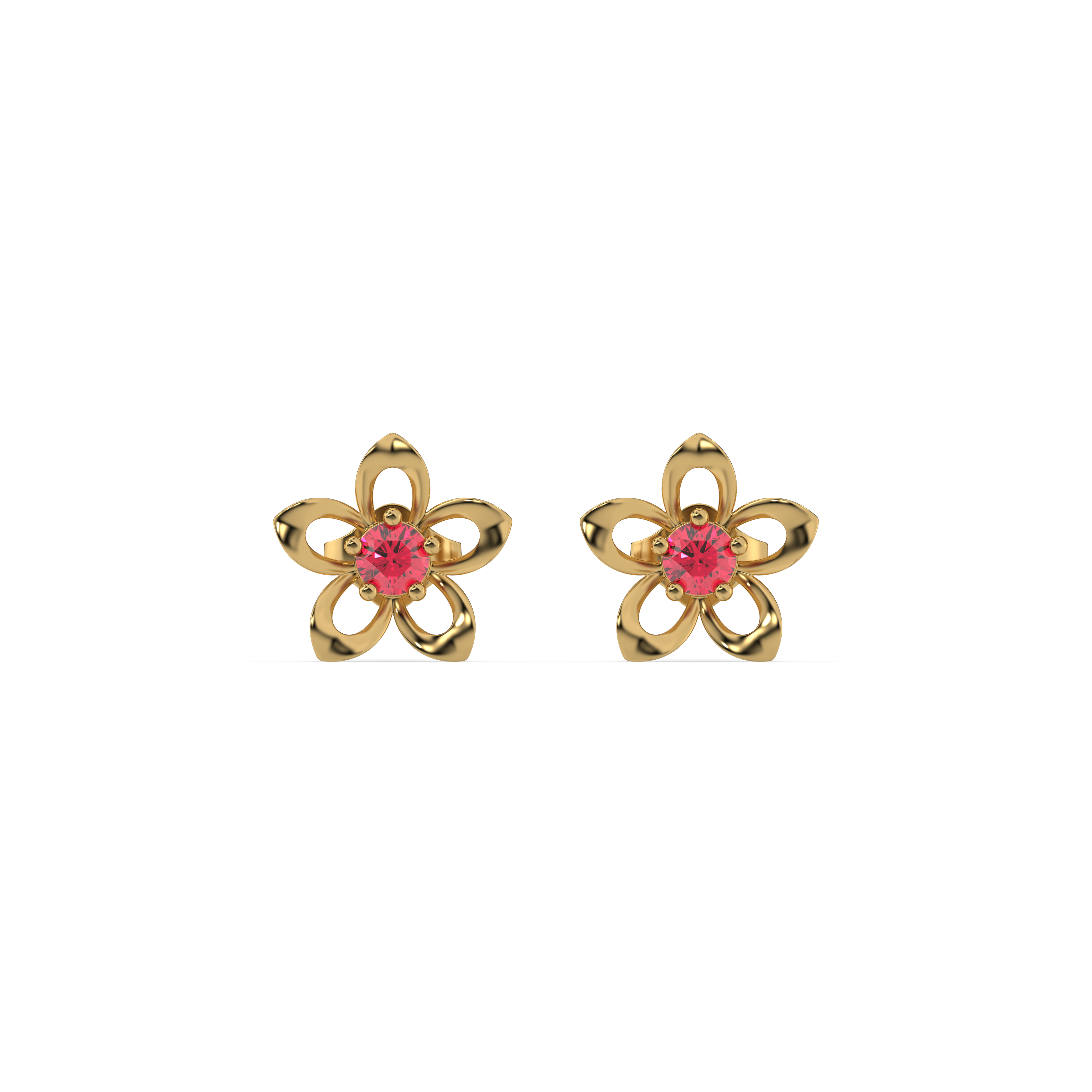 Crimson Bloom Studs - Ruby Earrings