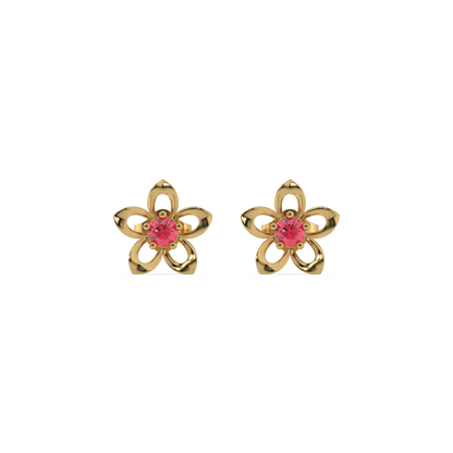 Crimson Bloom Studs - Ruby Earrings