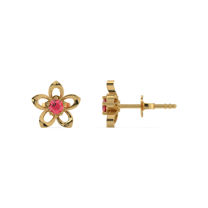 Crimson Bloom Studs - Ruby Earrings