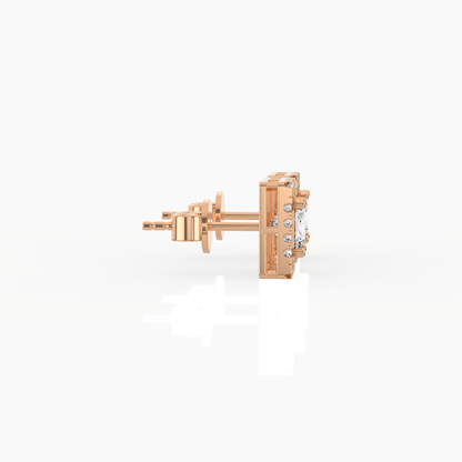 Halo Princess Solitaire Lab-Grown Diamond Stud Earrings