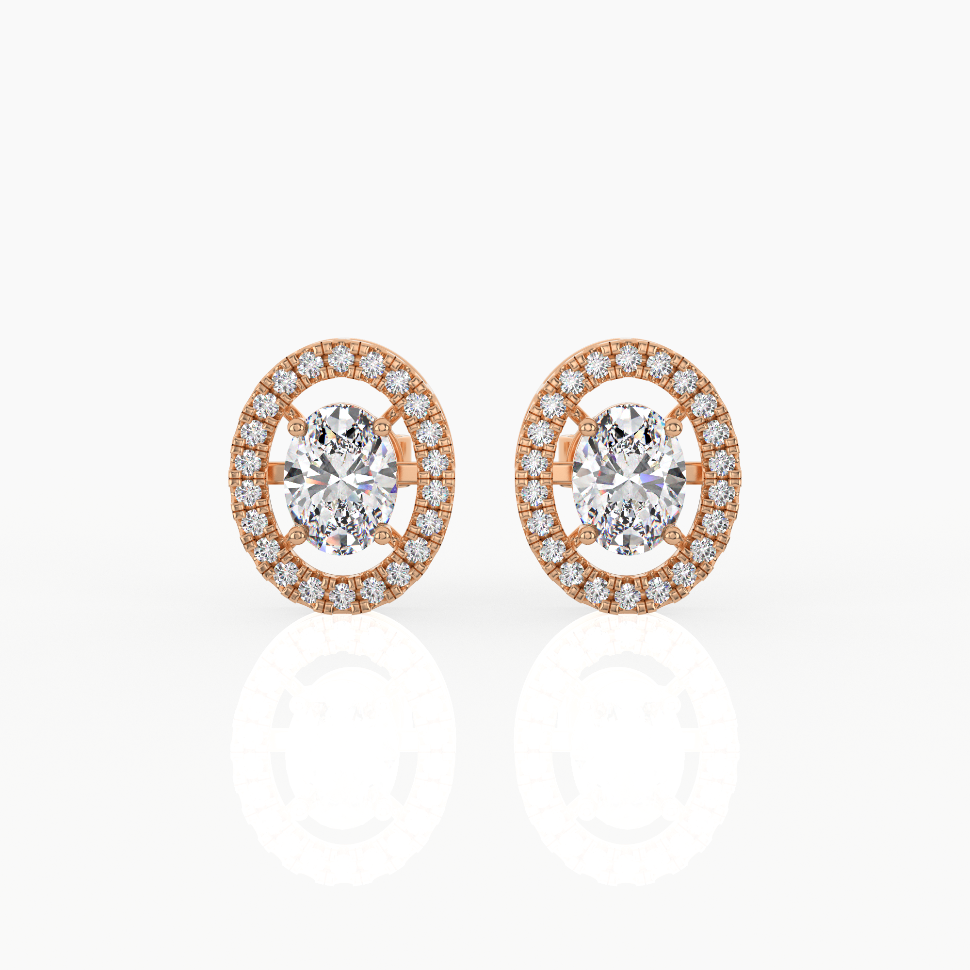 Halo Oval Cut Lab-Grown Diamond Earrings