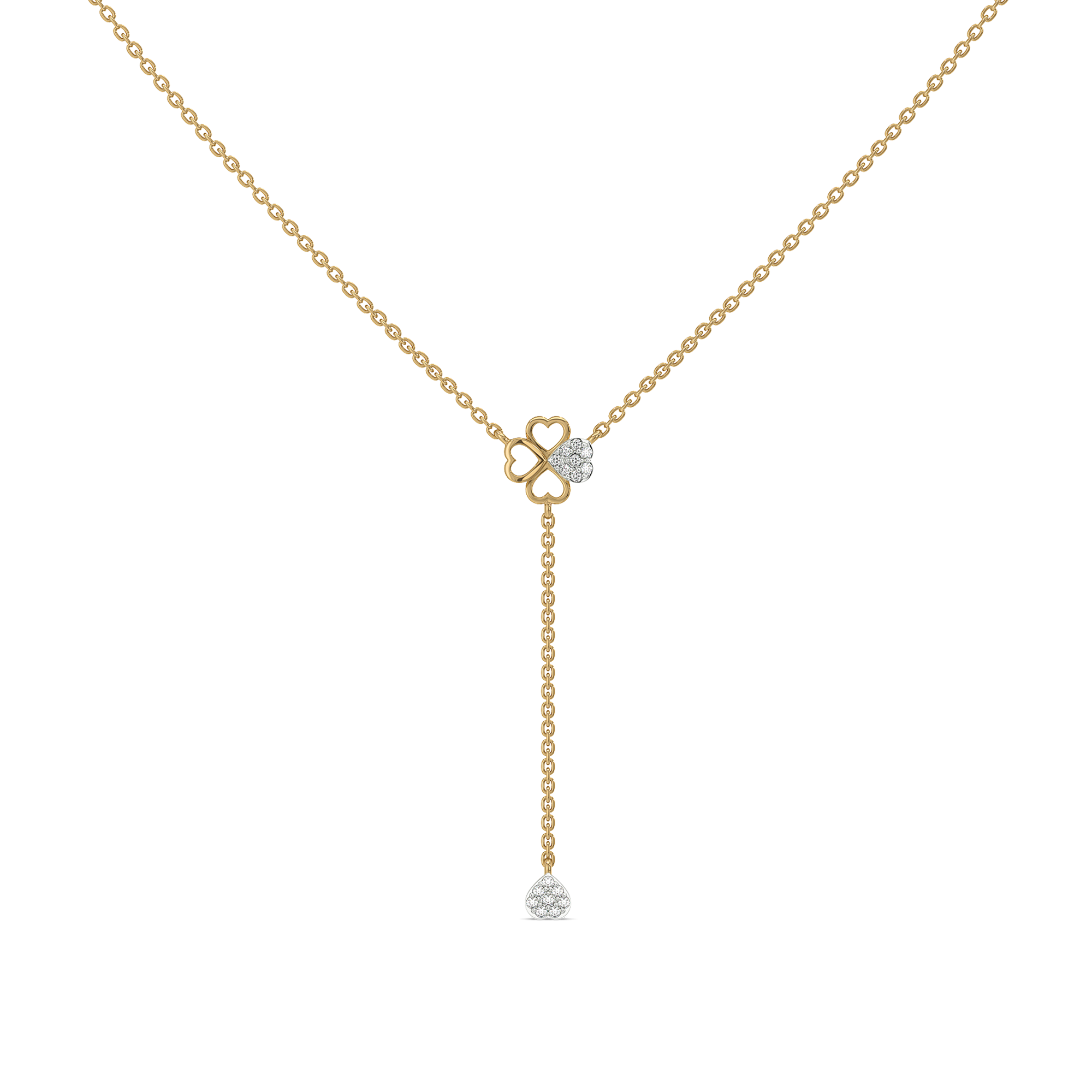 Four Leaf Cascade Lariat - Lab Grown Diamond Necklace