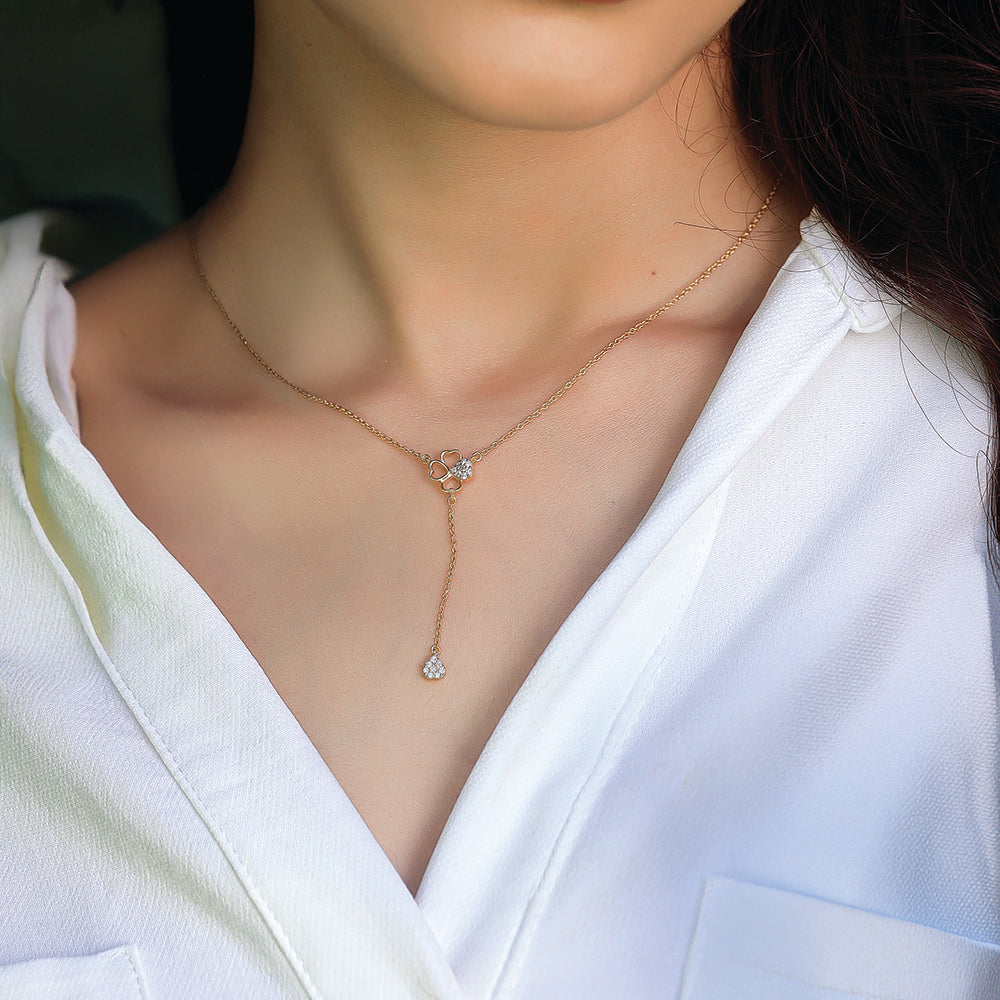 Four Leaf Cascade Lariat - Lab Grown Diamond Necklace