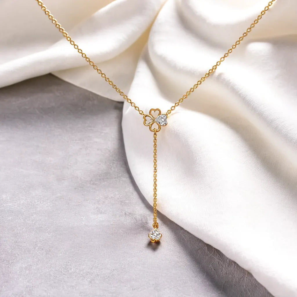 Four Leaf Cascade Lariat - Lab Grown Diamond Necklace