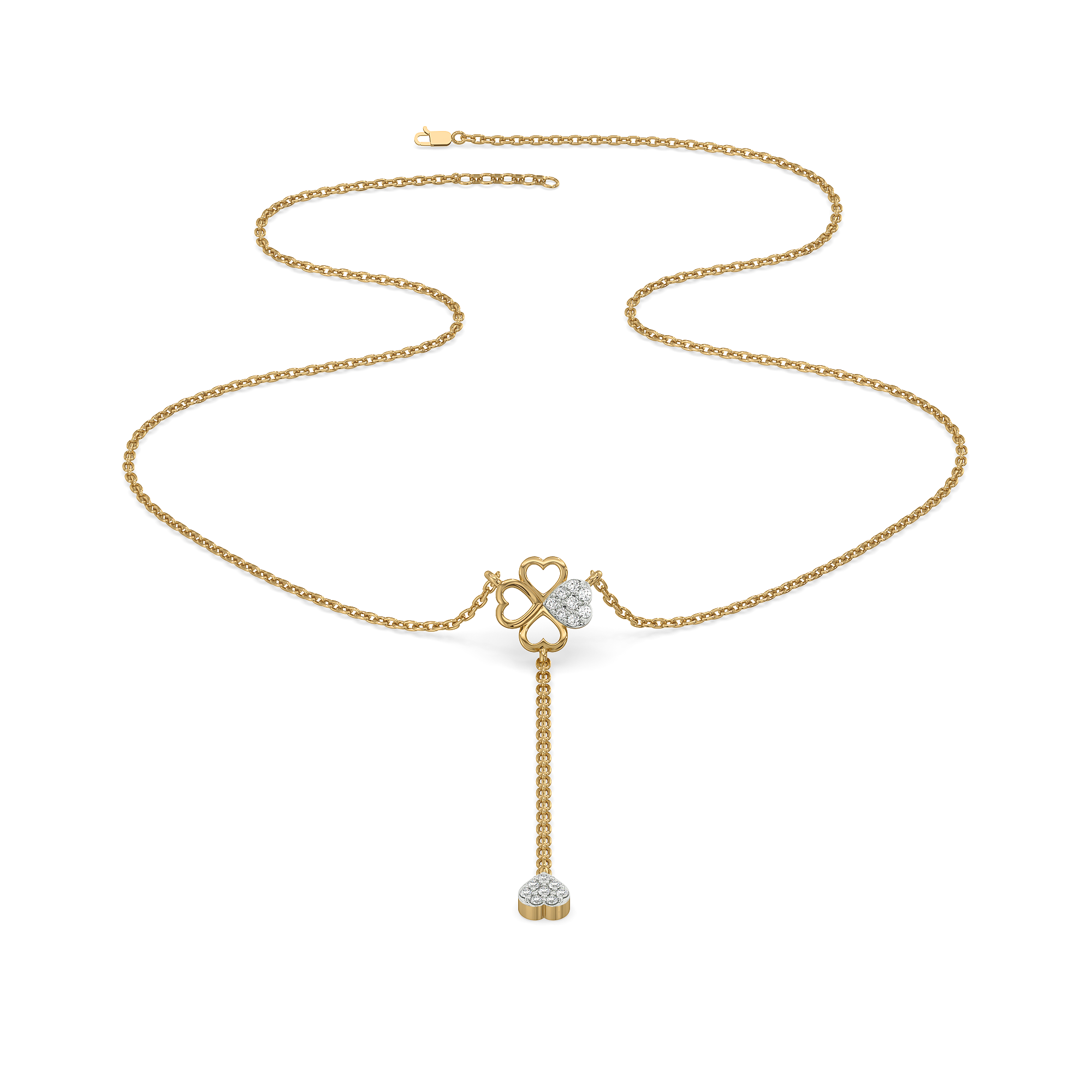 Four Leaf Cascade Lariat - Lab Grown Diamond Necklace