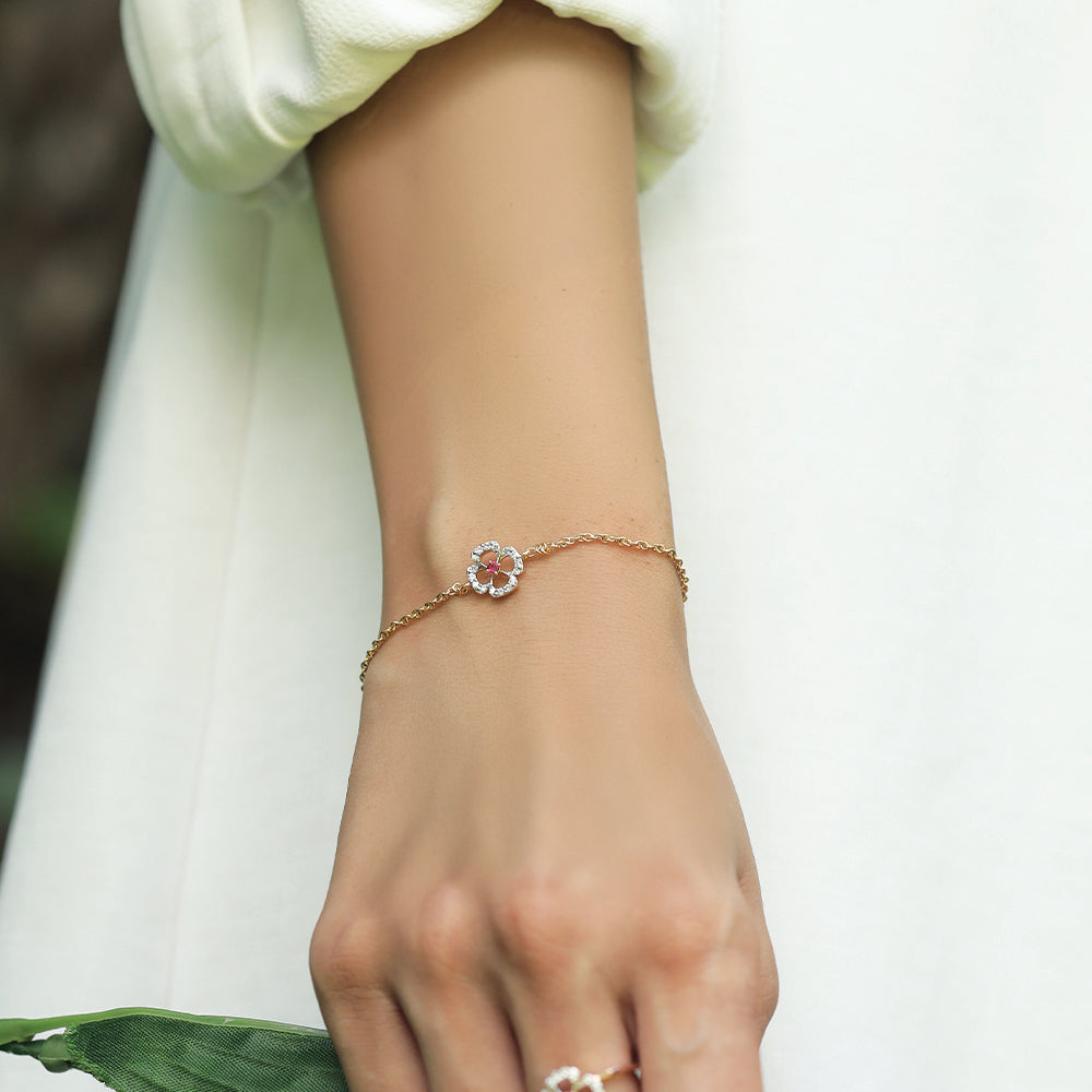 Grace Blossom - Lab Grown Diamond & Ruby Bracelet