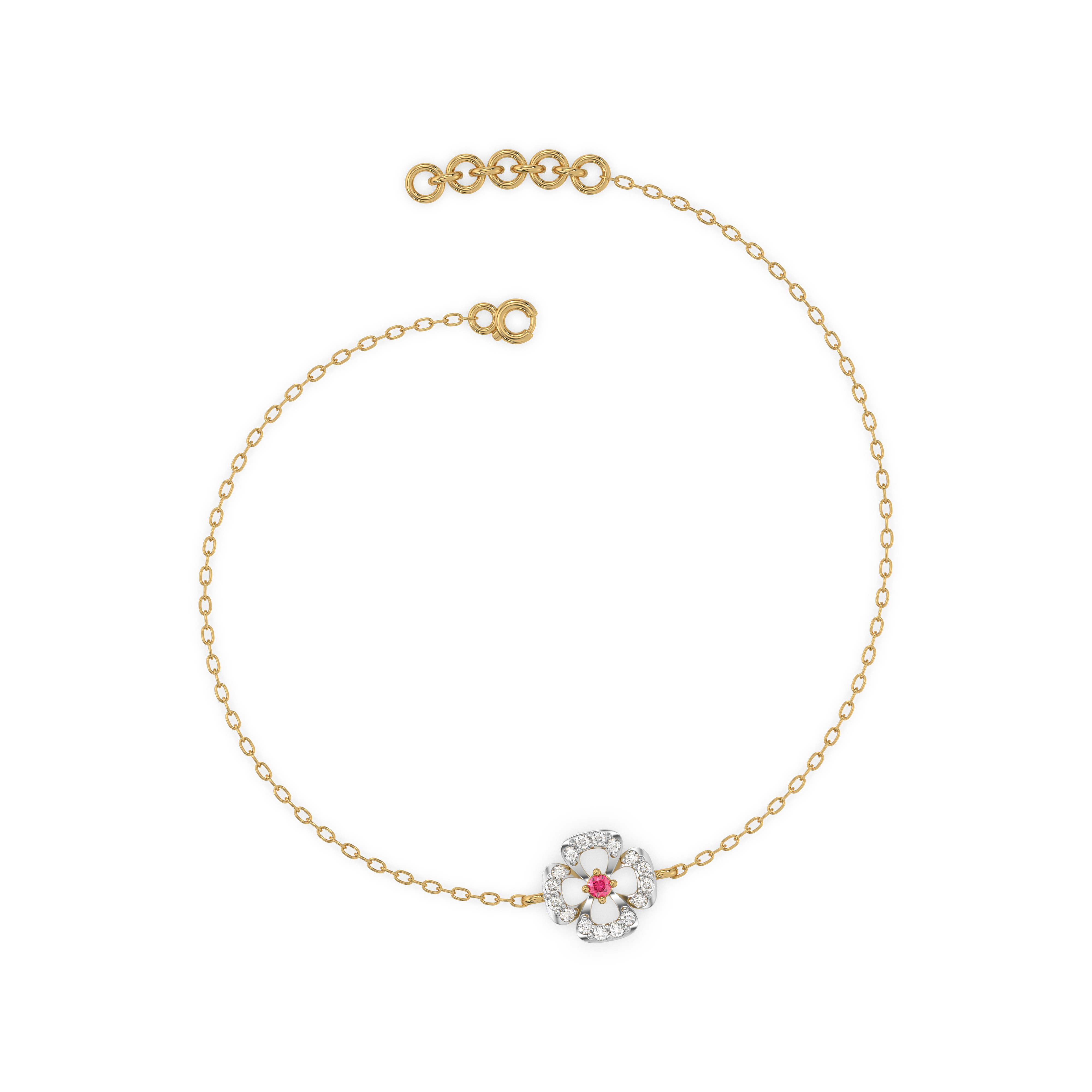 Grace Blossom - Lab Grown Diamond & Ruby Bracelet