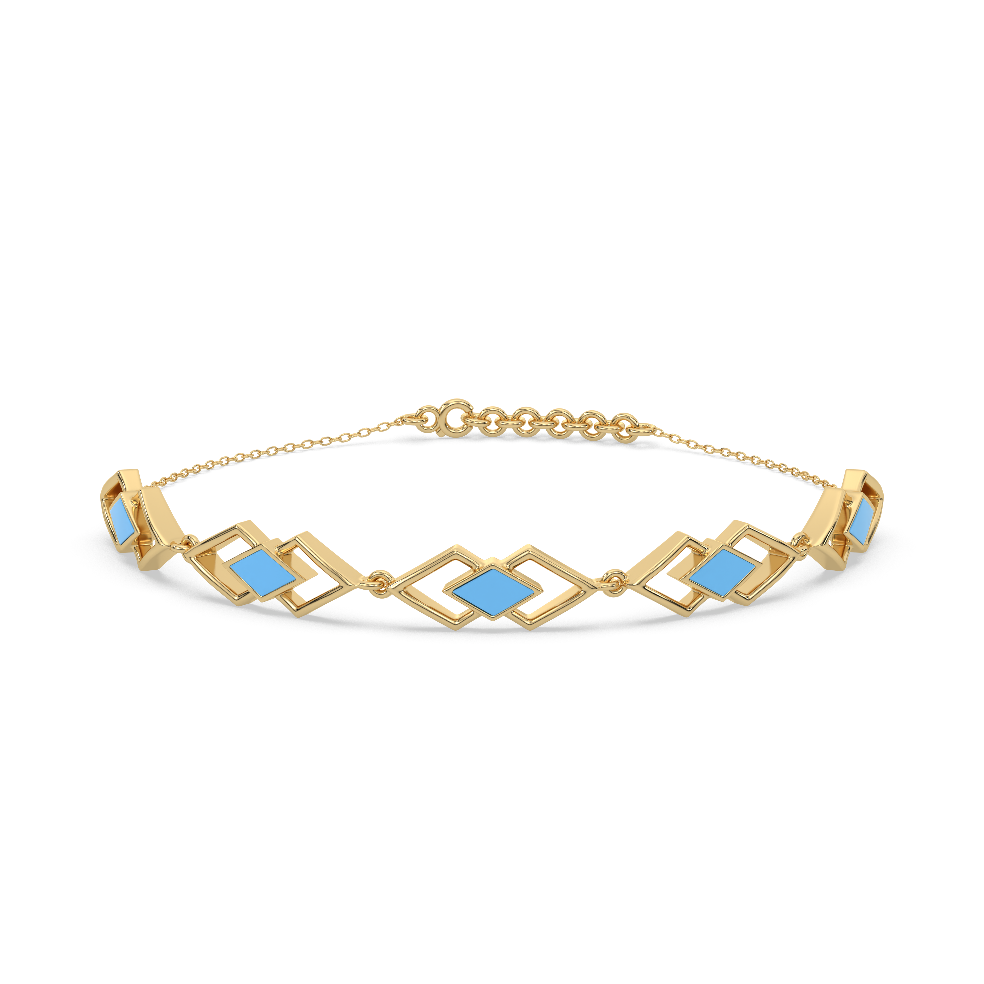 Icy Blue Enamel Geometric - 18kt Gold Vermeil Bracelet