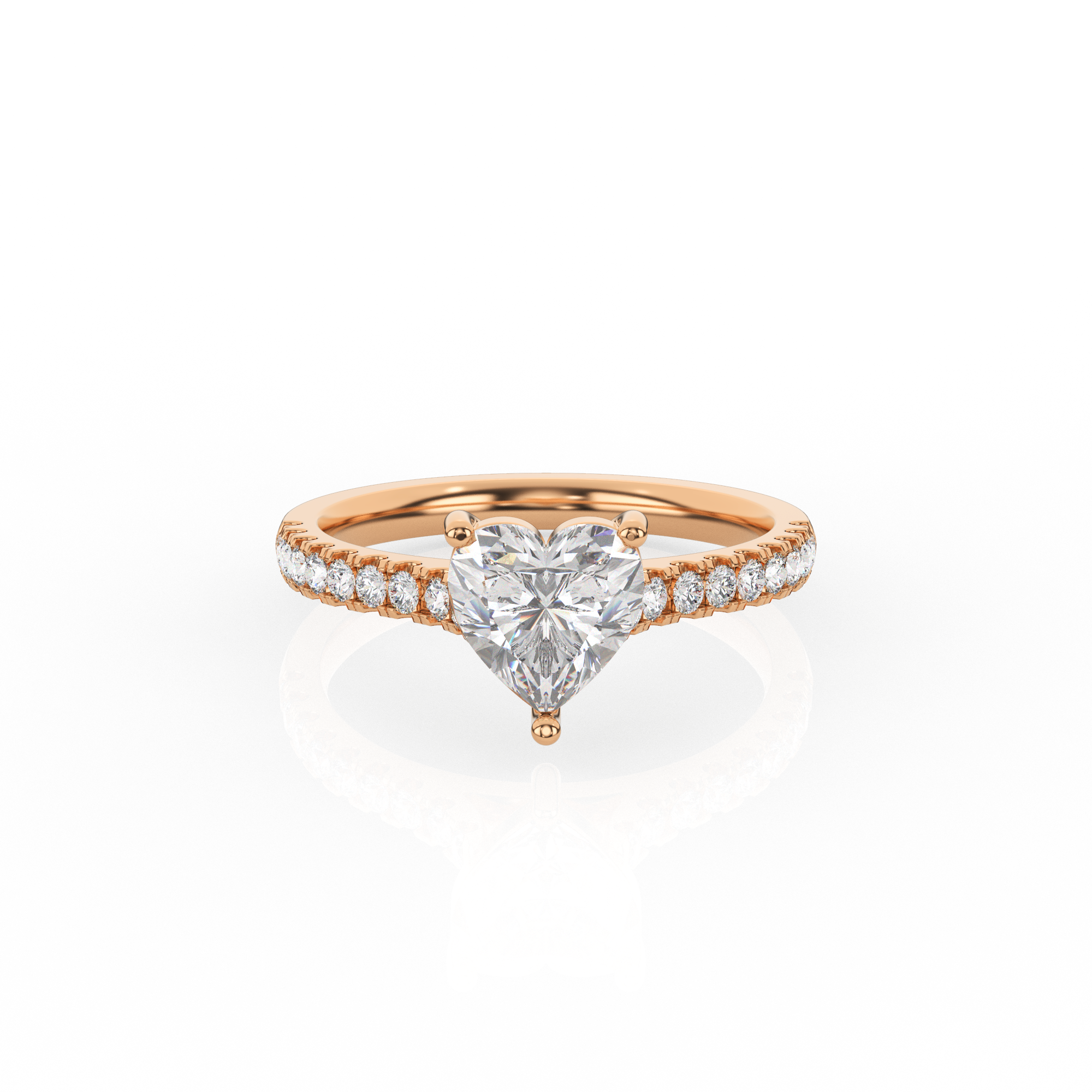 Heart Solitaire Ring with Diamond Band