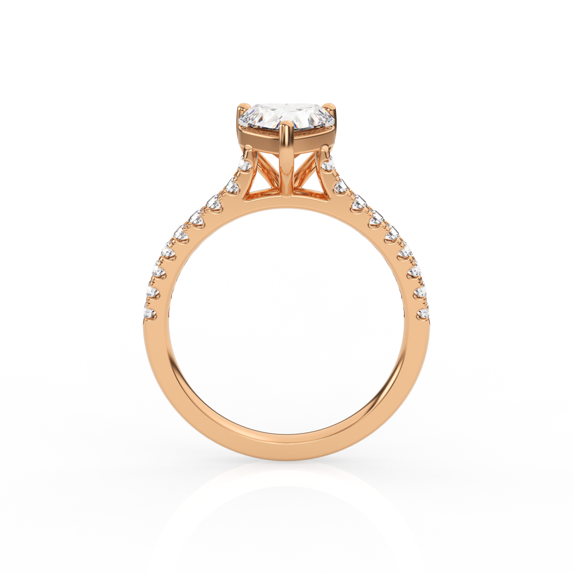Heart Solitaire Ring with Diamond Band
