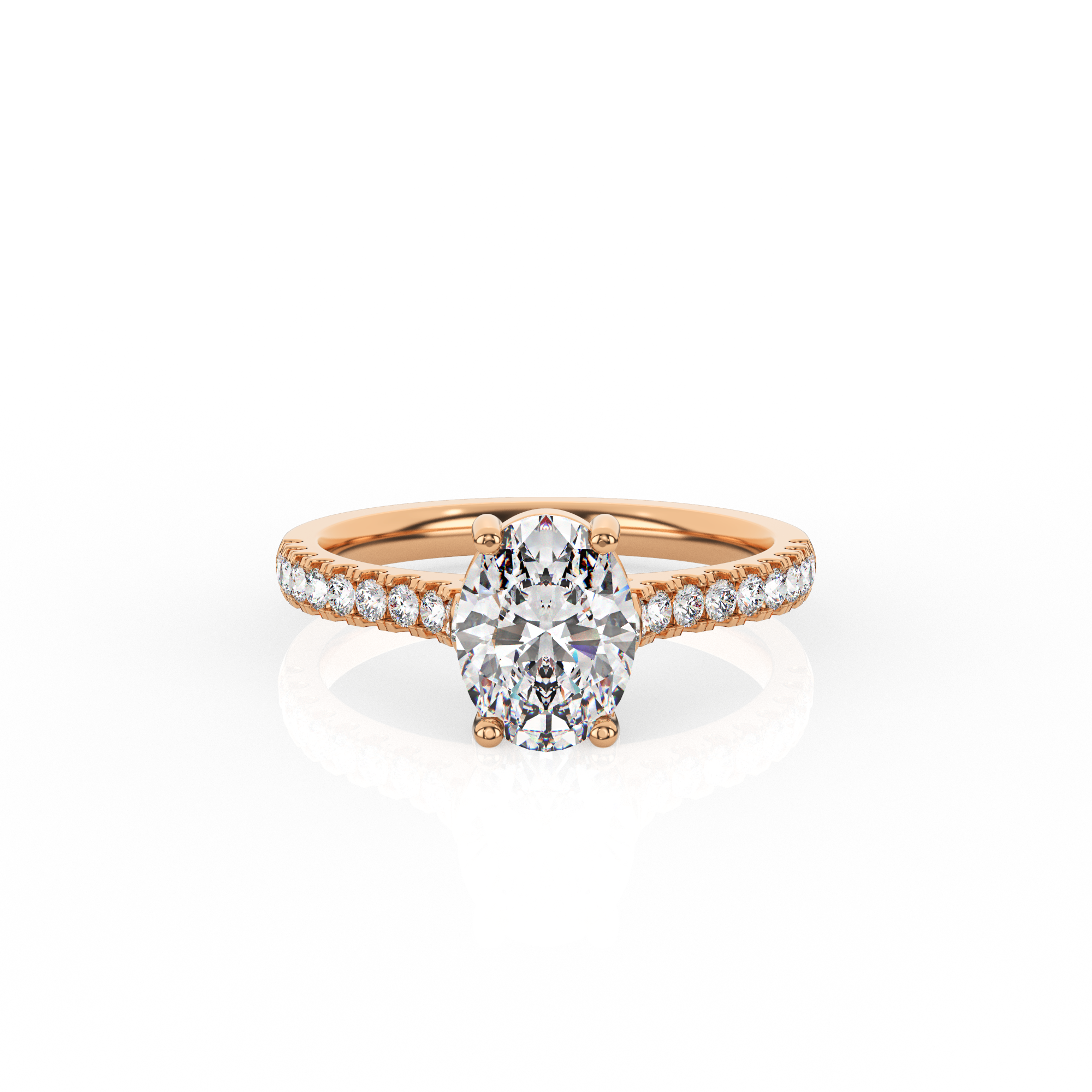 Oval Solitaire Ring with Diamond Band