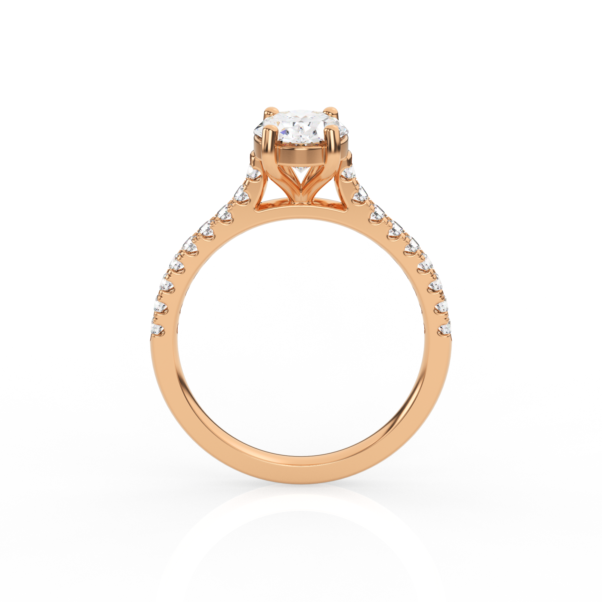 Oval Solitaire Ring with Diamond Band