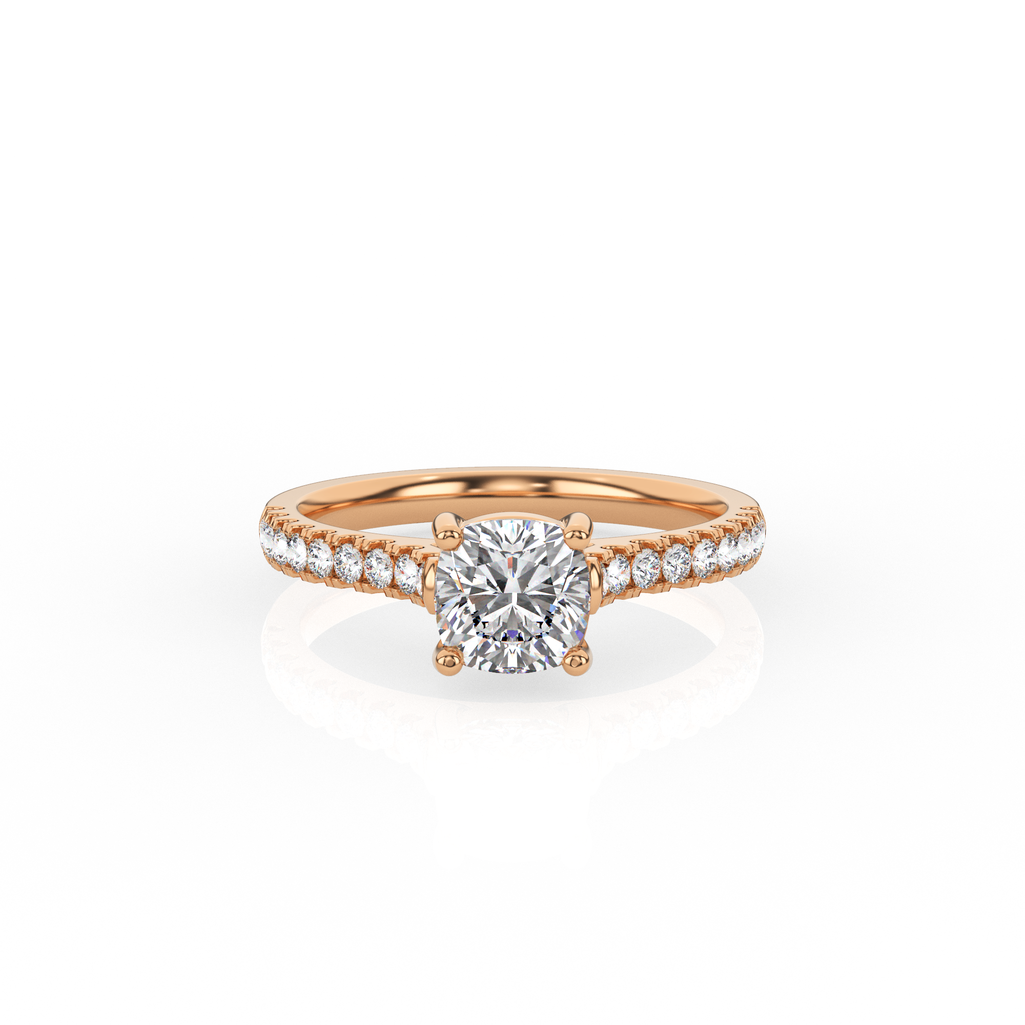 Cushion Solitaire Ring with Diamond Band