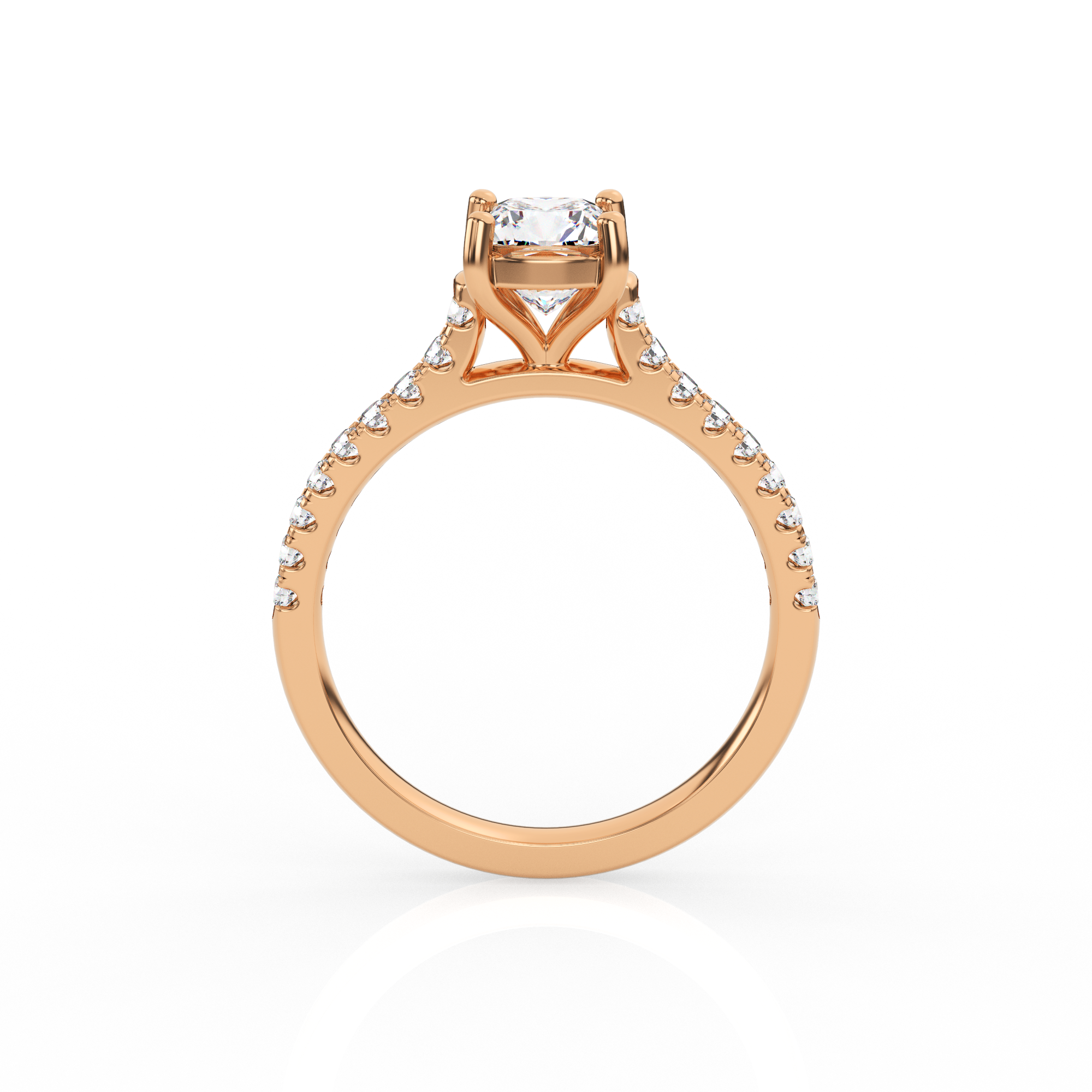 Cushion Solitaire Ring with Diamond Band