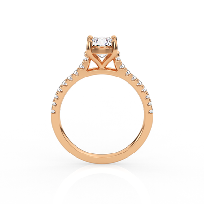 Cushion Solitaire Ring with Diamond Band