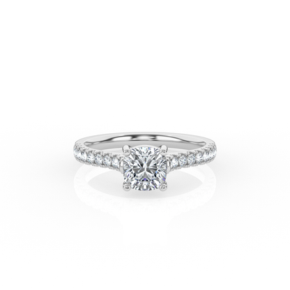 Cushion Solitaire Ring with Diamond Band