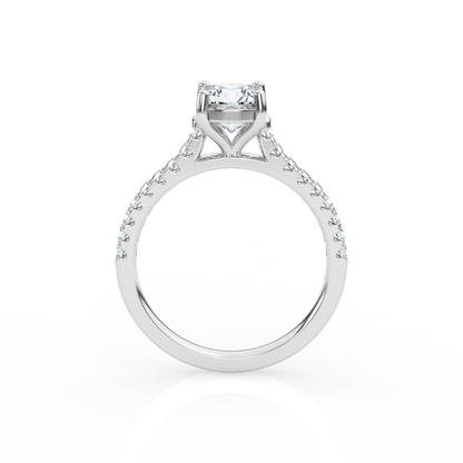 Cushion Solitaire Ring with Diamond Band