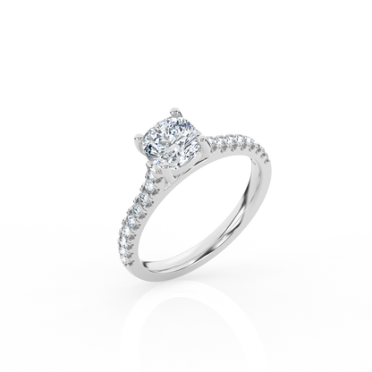 Cushion Solitaire Ring with Diamond Band