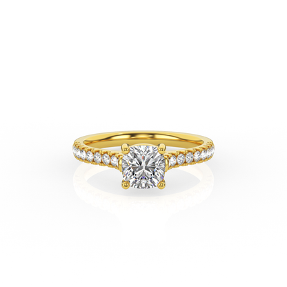 Cushion Solitaire Ring with Diamond Band