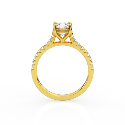 Cushion Solitaire Ring with Diamond Band