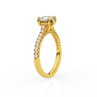 Cushion Solitaire Ring with Diamond Band