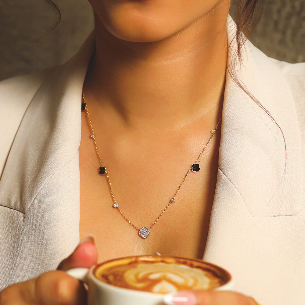 Midnight Enchanted Clover Necklace