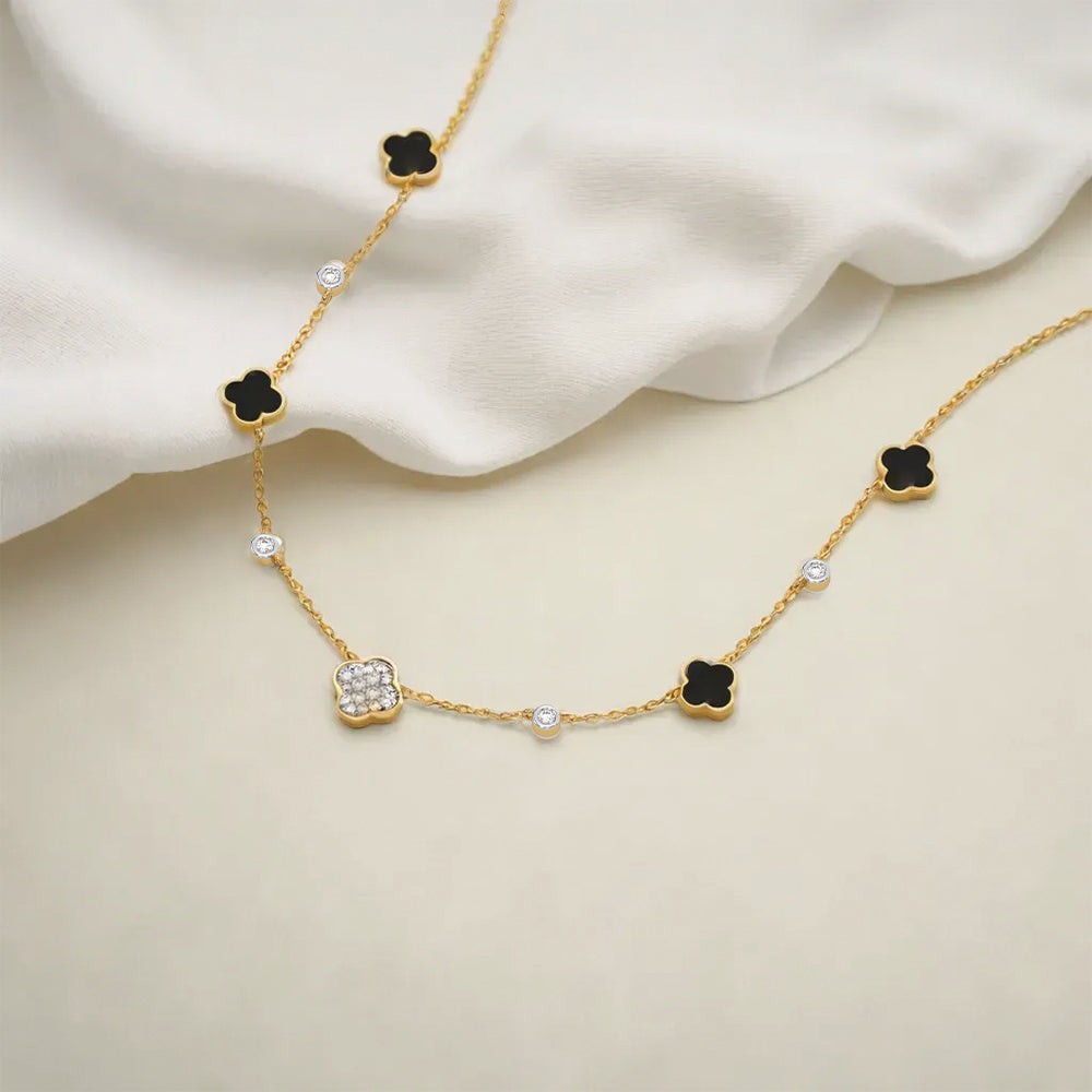 Midnight Enchanted Clover Necklace
