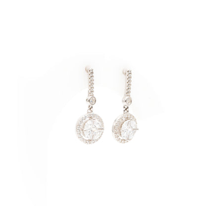 FIONAA EARRINGS WITH CLASSIC HALO SOLITAIRE DROPS