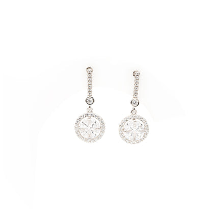 FIONAA EARRINGS WITH CLASSIC HALO SOLITAIRE DROPS