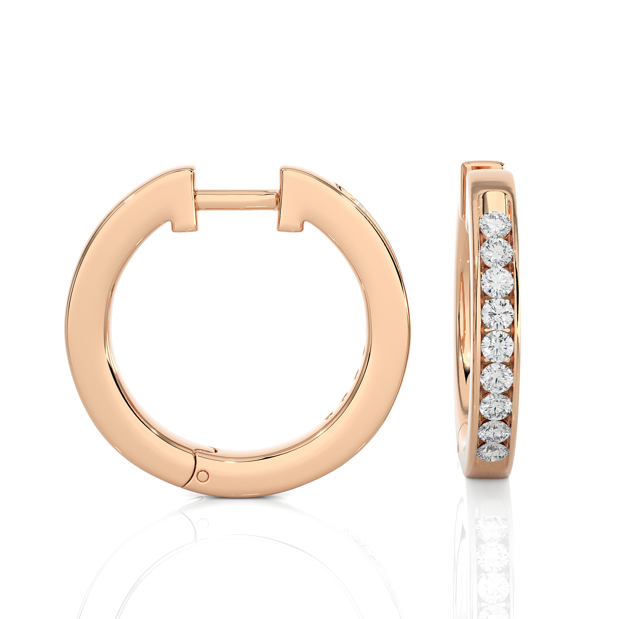 Channel Set Diamond Hoop Earrings