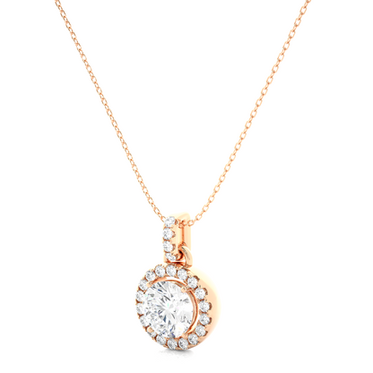 Halo Round Diamond Pendant With Chain