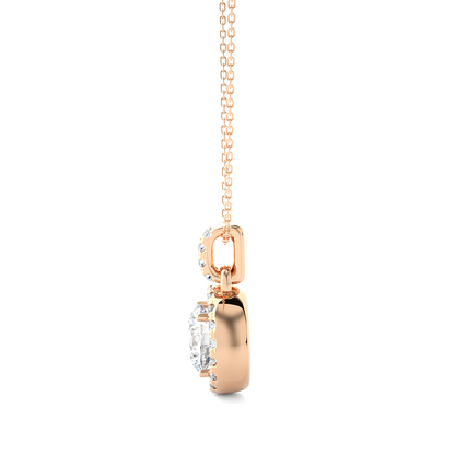 Halo Round Diamond Pendant With Chain