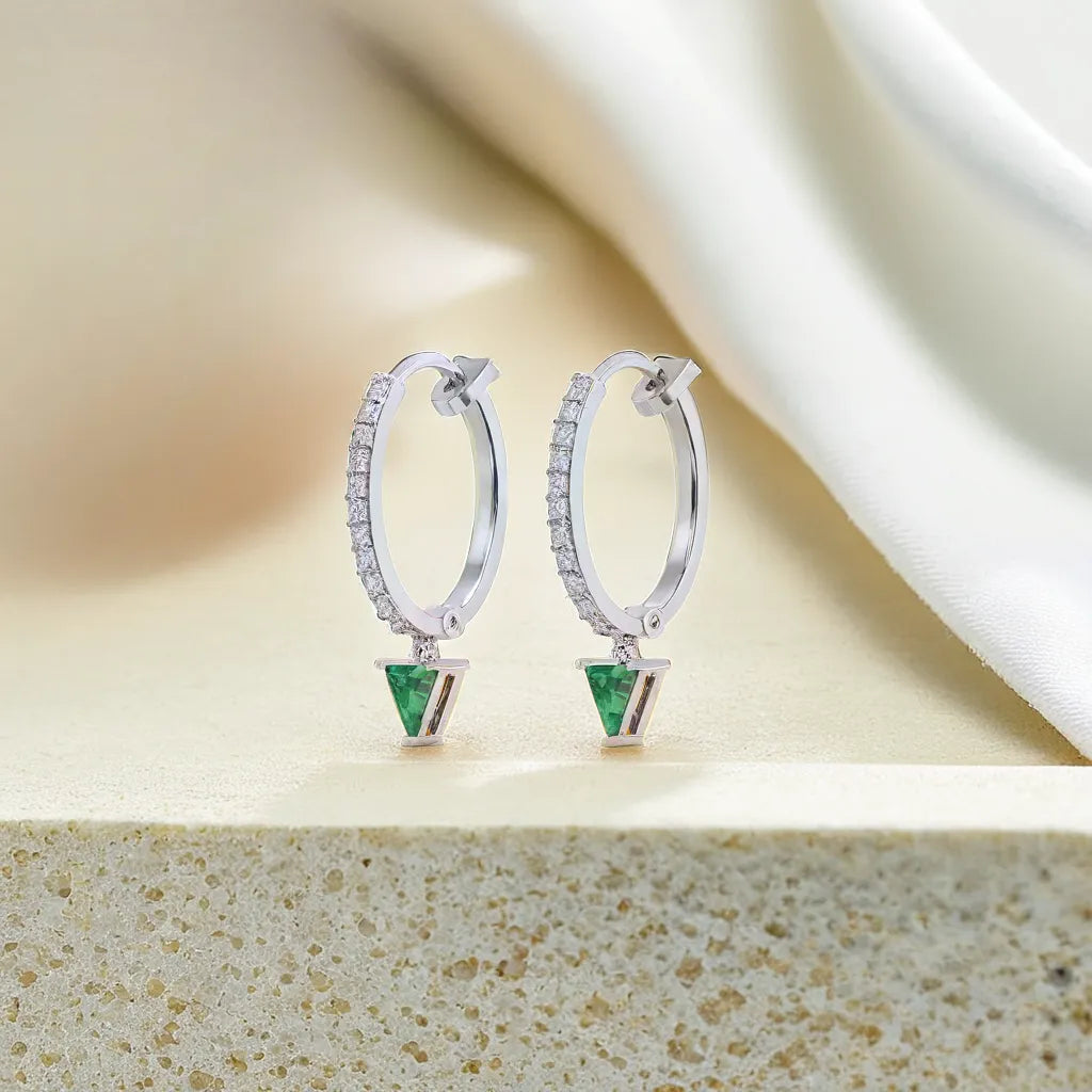 Radiance Huggies - Emerald Earrings