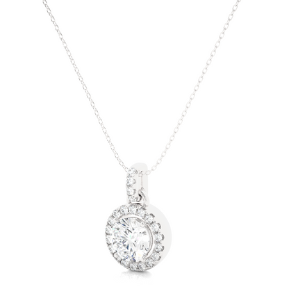 Halo Round Diamond Pendant With Chain
