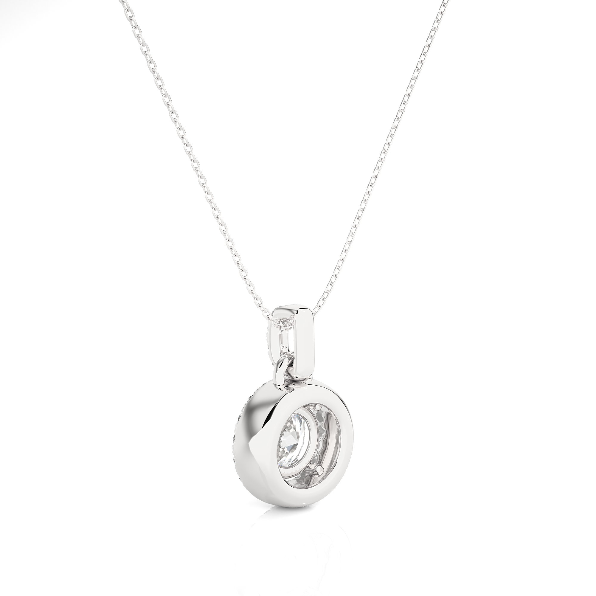 Halo Round Diamond Pendant With Chain