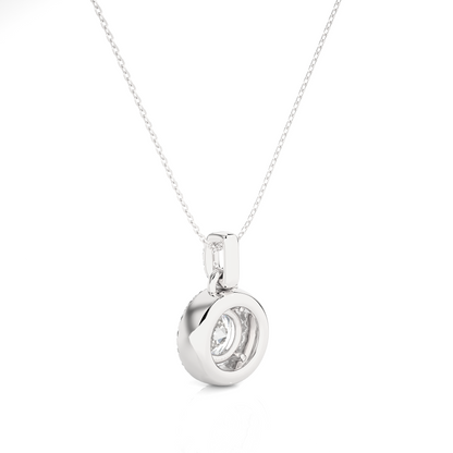 Halo Round Diamond Pendant With Chain