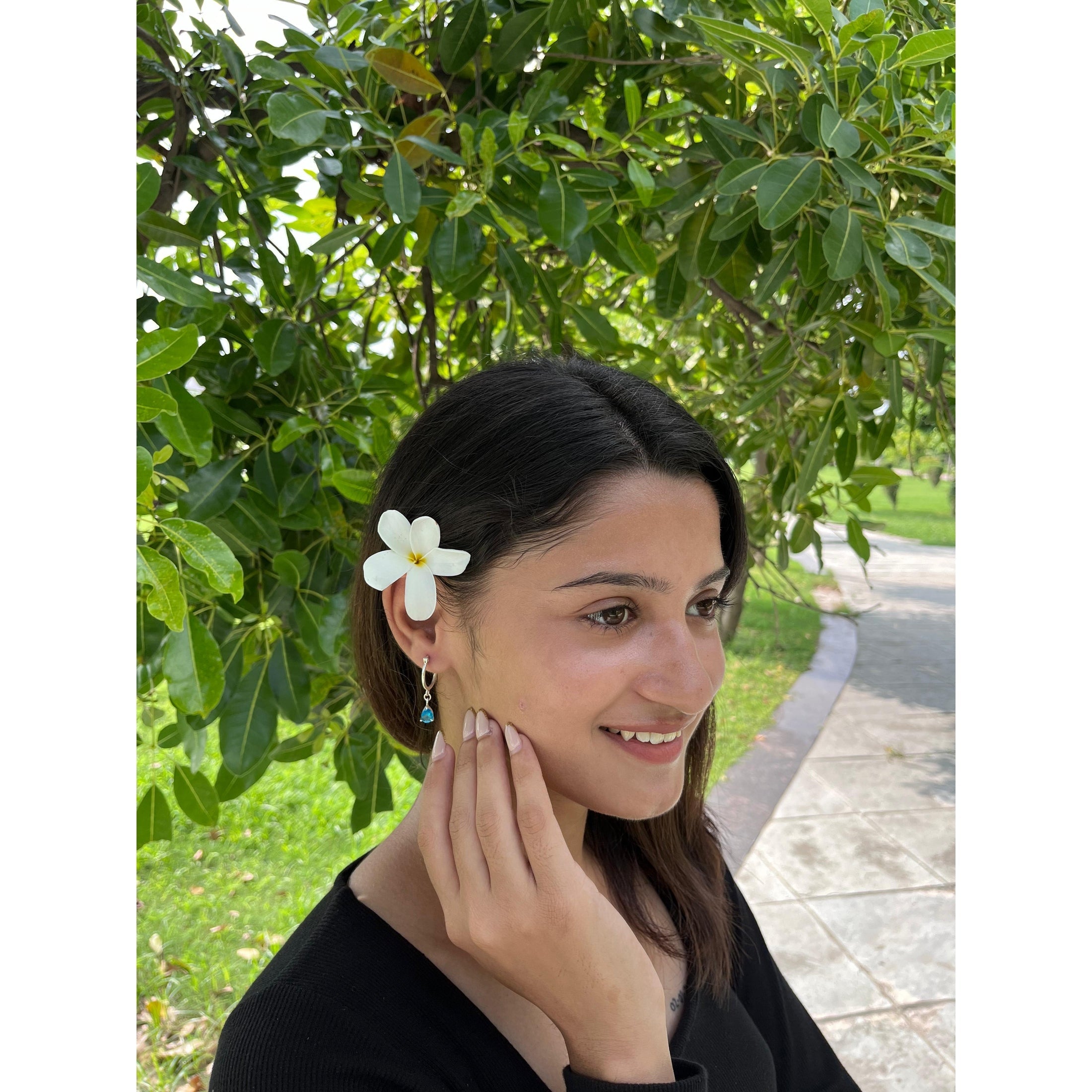 Sterling Silver Blue Stone Butterfly Drop Earrings