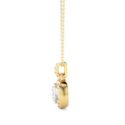 Halo Round Diamond Pendant With Chain