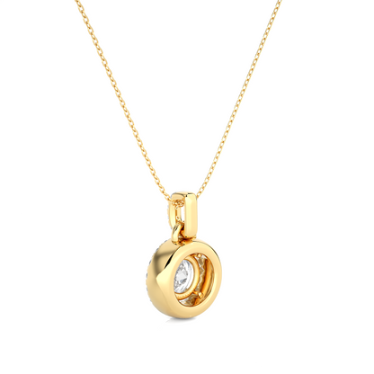Halo Round Diamond Pendant With Chain